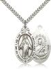 Sterling Silver Scapular Pendant, Stainless Silver Heavy Curb Chain, 1 1/8" x 5/8"