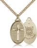 Gold Filled Cross / Coast Guard Pendant, Stainless Gold Heavy Curb Chain, 1 1/4" x 5/8"