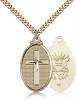 Gold Filled Cross / Navy Pendant, Stainless Gold Heavy Curb Chain, 1 1/4" x 5/8"