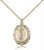 Gold Filled Our Lady of Guadalupe Pendant, Gold Filled Lite Curb Chain, 7/8" x 5/8"