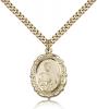 Gold Filled St. Jude Pendant, Stainless Gold Heavy Curb Chain, 7/8" x 5/8"