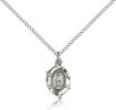 Sterling Silver Miraculous Pendant, Sterling Silver Lite Curb Chain, 5/8" x 3/8"