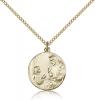 Gold Filled St. Christopher Pendant, Gold Filled Lite Curb Chain, 3/4" x 5/8"