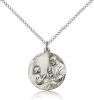 Sterling Silver St. Christopher Pendant, Sterling Silver Lite Curb Chain, 3/4" x 5/8"