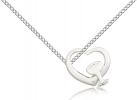Sterling Silver Heart / Chalice Pendant, Sterling Silver Lite Curb Chain, 1/2" x 5/8"