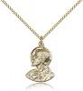 Gold Filled Head of Christ Pendant, Gold Filled Lite Curb Chain, 3/4" x 1/2"