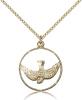 Gold Filled Holy Spirit Pendant, Gold Filled Lite Curb Chain, 1" x 7/8"