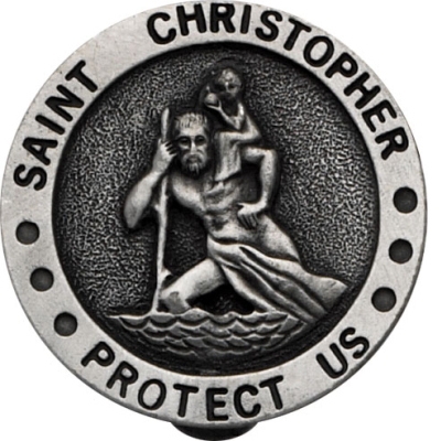 Saint Christopher Large Round Visor Clip