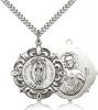 Sterling Silver Our Lady of Guadalupe Pendant, Stainless Silver Heavy Curb Chain, 1 1/4" x 1 1/8"