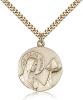 Gold Filled Our Lady Star of the Sea Pendant, Stainless Gold Heavy Curb Chain, 1" x 7/8"