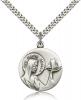Sterling Silver Our Lady Star of the Sea Pendant, Stainless Silver Heavy Curb Chain, 1" x 7/8"