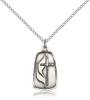Sterling Silver Methodist Pendant, Sterling Silver Lite Curb Chain, 7/8" x 3/8"