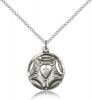 Sterling Silver Lutheran Pendant, Sterling Silver Lite Curb Chain, 3/4" x 5/8"