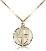 Gold Filled Episcopal Pendant, Gold Filled Lite Curb Chain, 7/8" x 3/4"