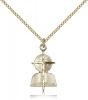 Gold Filled Southern Baptist Pendant, Gold Filled Lite Curb Chain, 7/8" x 1/2"
