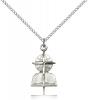 Sterling Silver Southern Baptist Pendant, Sterling Silver Lite Curb Chain, 7/8" x 1/2"