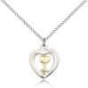 Two-Tone GF/SS Chalice / Heart Pendant, Sterling Silver Lite Curb Chain, 5/8" x 1/2"