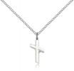 Sterling Silver Cross Pendant, Sterling Silver Lite Curb Chain, 5/8" x 1/4"