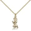 Gold Filled Praying Girl Pendant, Gold Filled Lite Curb Chain, 5/8" x 1/4"