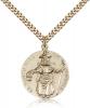 Gold Filled St. NiÃƒÂ±o de Atocha Pendant, Stainless Gold Heavy Curb Chain, 1" x 7/8"
