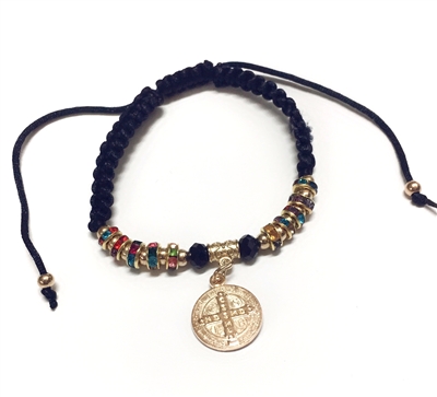 Black Adjustable Multi-Color Saint Benedict Bracelet