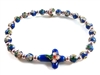 Blue Cloisonne Bead Cross Rosary Bracelet