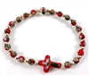 Red Cloisonne Bead Cross Rosary Bracelet