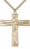 Gold Filled Cursillio Cross Pendant, Stainless Gold Heavy Curb Chain, 2" x 1 5/8"