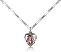 Sterling Silver Miraculous Pendant, Sterling Silver Lite Curb Chain, 3/8" x 3/8"