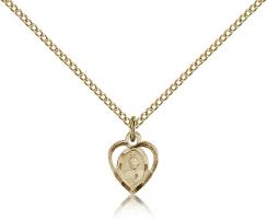 Gold Filled St. Jude Pendant, Gold Filled Lite Curb Chain, 3/8" x 3/8"