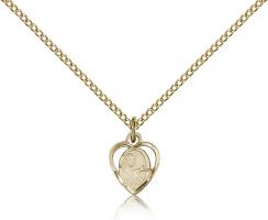 Gold Filled St. Theresa Pendant, Gold Filled Lite Curb Chain, 3/8" x 1/4"