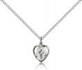 Sterling Silver Heart / Cross Pendant, Sterling Silver Lite Curb Chain, 3/8" x 3/8"