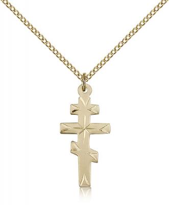 Gold Filled Greek Orthadox Cross Pendant, Gold Filled Lite Curb Chain, 1" x 1/2"