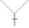 Sterling Silver Crucifix Pendant, Sterling Silver Lite Curb Chain, 5/8" x 1/4"