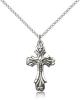 Sterling Silver Cross Pendant, Sterling Silver Lite Curb Chain, 1" x 1/2"