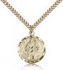 Gold Filled St. Patrick Pendant, Stainless Gold Heavy Curb Chain, 7/8" x 3/4"