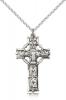 Sterling Silver Celtic Cross Pendant, Sterling Silver Lite Curb Chain, 1 3/8" x 3/4"