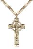 Gold Filled Celtic Crucifix Pendant, Stainless Gold Heavy Curb Chain, 1 3/8" x 3/4"