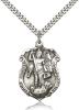 Sterling Silver St. Michael the Archangel Pendant, Stainless Silver Heavy Curb Chain, 1 1/4" x 7/8"