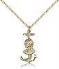 Gold Filled St. Christopher Pendant, Gold Filled Lite Curb Chain, 7/8" x 3/8"