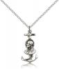 Sterling Silver St. Christopher Pendant, Sterling Silver Lite Curb Chain, 7/8" x 3/8"