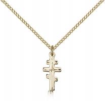 Gold Filled Greek Orthadox Cross Pendant, Gold Filled Lite Curb Chain, 5/8" x 1/4"