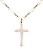 Gold Filled Cross Pendant, Gold Filled Lite Curb Chain, 7/8" x 1/2"