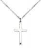 Sterling Silver Cross Pendant, Sterling Silver Lite Curb Chain, 7/8" x 1/2"