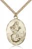 Gold Filled Our Lady of Medugorje Pendant, Stainless Gold Heavy Curb Chain, 1 3/8" x 7/8"