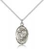 Sterling Silver Miraculous Pendant, Sterling Silver Lite Curb Chain, 7/8" x 1/2"