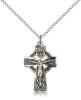 Sterling Silver Celtic Crucifix Pendant, Sterling Silver Lite Curb Chain, 1" x 5/8"