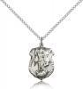 Sterling Silver St. Michael the Archangel Pendant, Sterling Silver Lite Curb Chain, 3/4" x 1/2"