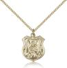 Gold Filled St. Michael the Archangel Pendant, Gold Filled Lite Curb Chain, 3/4" x 1/2"