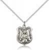 Sterling Silver St. Michael the Archangel Pendant, Sterling Silver Lite Curb Chain, 3/4" x 1/2"